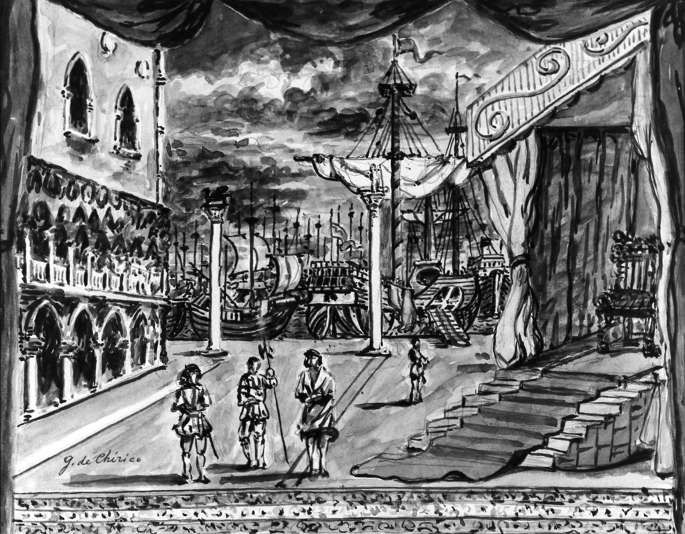 Giorgio De Chirico - veduta di piazza San Marco a Venezia, Teatro dell'Opera, Roma